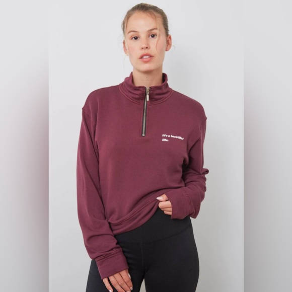 NWT good hYOUman It's a Beautiful Life Sweatshirt - Burgundy - XS - Picture 7 of 7